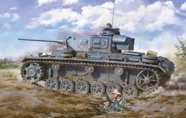 Германия, Танк, Panzerwaffe, Pz.III, Pz.III Ausf.J