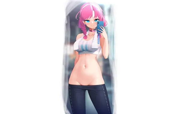 Kawaii, girl, hot, sexy, wet, pink hair, pink, anime