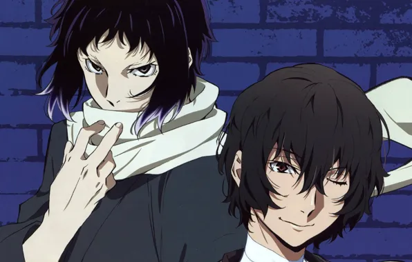 Парни, двое, Bungou Stray Dogs, Бродячие Псы: Литературные Гении, Акутагава Рюноске, Дазай Осаму
