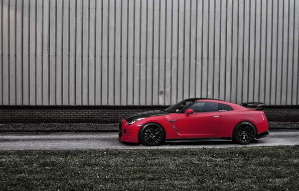 Красный, профиль, red, Nissan, GT-R, ниссан