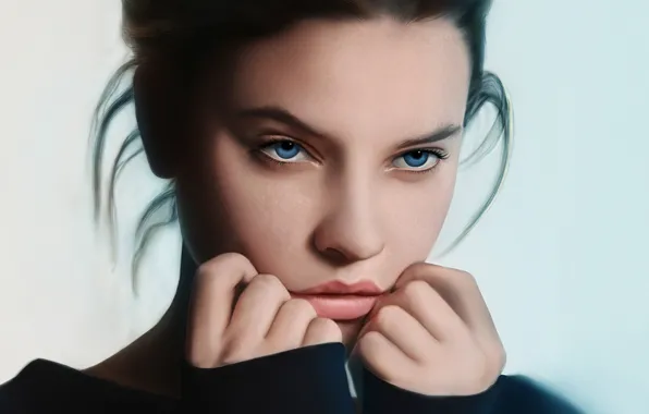 Взгляд, девушка, лицо, модель, рисунок, Barbara Palvin
