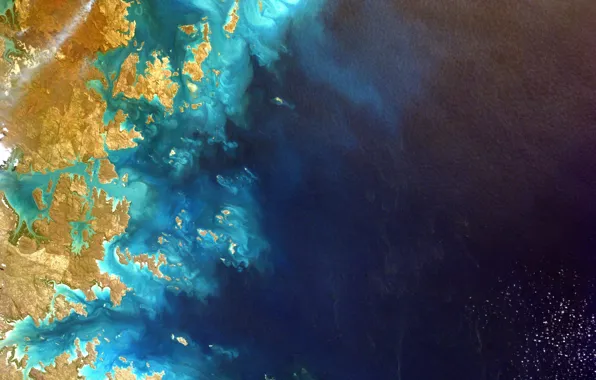 Картинка космос, океан, планета, Австралия, Земля, NASA, снимок, foto