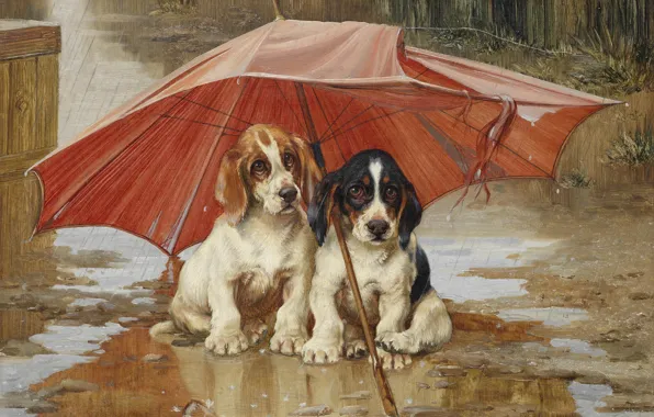 Картинка 1893, британский художник, British painter, oil on canvas, Подожди пока не пройдут облака, William Henry …