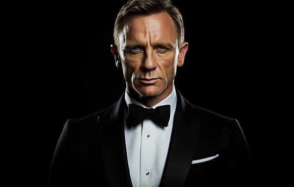 Картинка black, smoking, minimalism, Daniel Craig, men, digital art, black background, James Bond