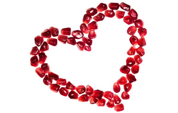 Сердце, зерна, Valentine's Day, гранат