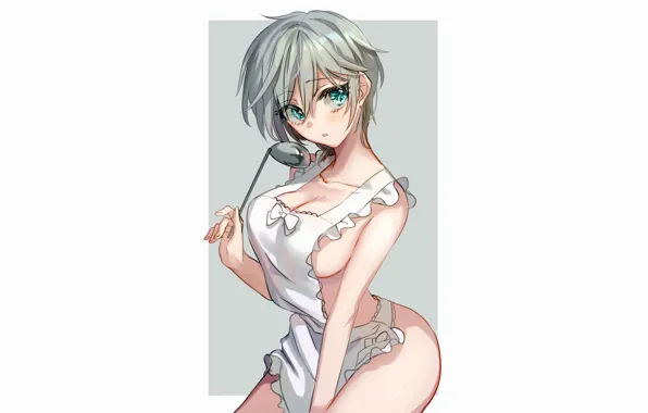 Girl, sexy, Anastasia, cleavage, green eyes, boobs, anime, beautiful