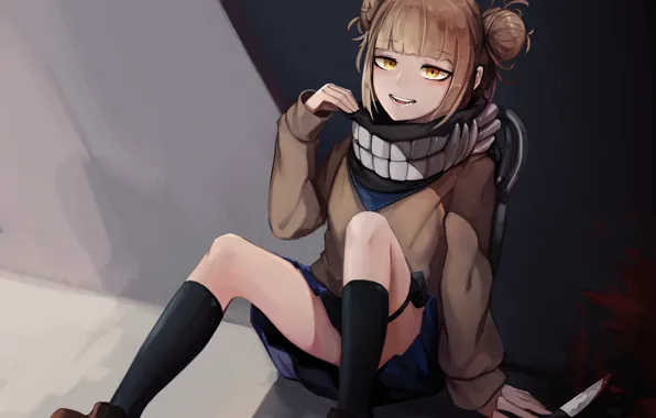 Взгляд, девушка, улыбка, кровь, нож, Boku no Hero Academia, Моя геройская акадеимя, Toga Himiko