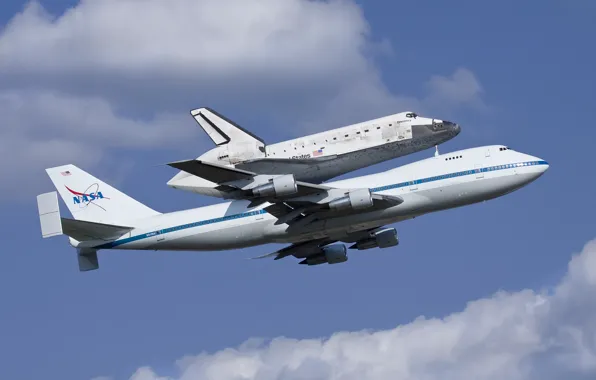 Картинка шаттл, Дискавери, самолёт, NASA, Discovery, Boeing 747