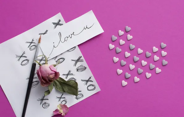 Фон, розовый, Love, Paper, сердечко, Heart, bloom