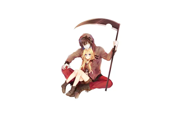Девушка, минимализм, парень, Ангел кровопролития, Satsuriku no Tenshi