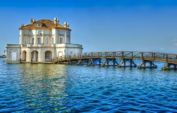 Картинка море, мост, природа, город, фото, здание, Италия, bacoli