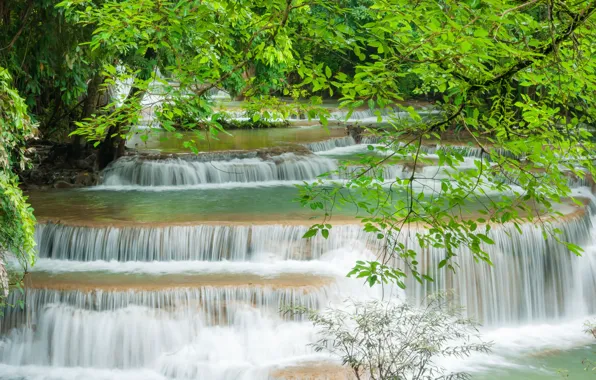 Вода, Природа, Поток, Водопад, Деревья, Лес