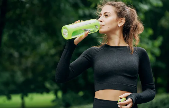 Sport, summer, woman, young, water, sports, thirsty, workout