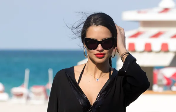 Взгляд, поза, макияж, очки, Адриана Лима, Adriana Lima, hair, look