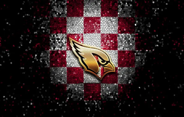 Wallpaper, sport, logo, NFL, glitter, checkered, Arizona Cardinals