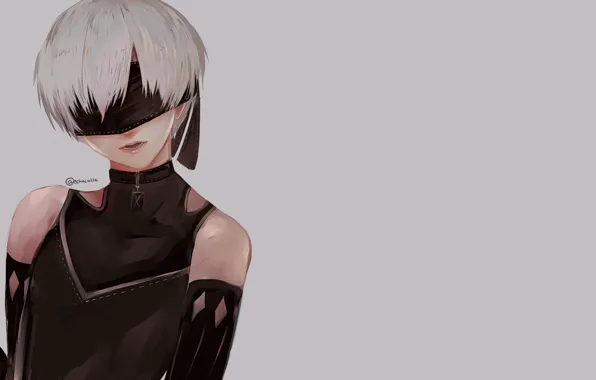 Мальчик, майка, повязка на глаза, Nier Automata, YoRHa No 9 Type S