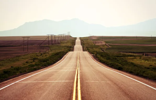 Дорога, поле, пейзаж