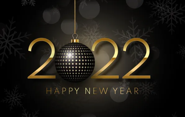 Золото, цифры, Новый год, golden, черный фон, new year, happy, black