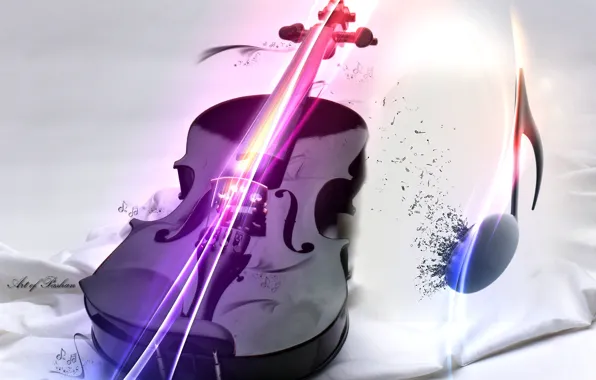 Картинка Скрипка, черное, нота, вдохновение, на белом, Violin