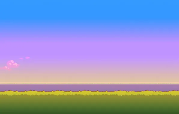 Небо, трава, солнце, время, утро, сутки, 8bit