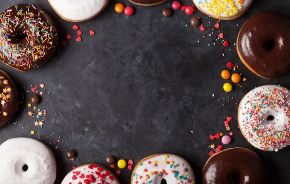 Картинка конфеты, пончики, глазурь, donuts
