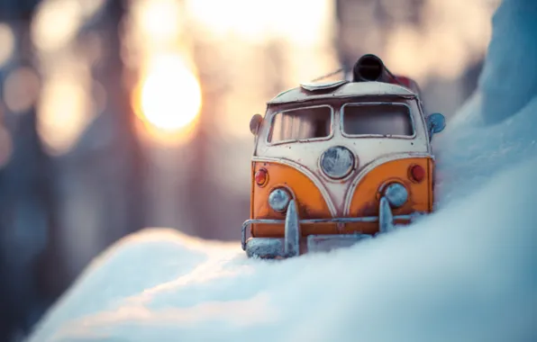 Зима, авто, макро, снег, модель, игрушка, съемка, машинка