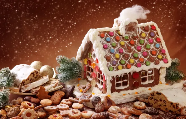 Картинка сладости, волшебство, праздник, выпечка, снегопад, зима, печенье, бисквит