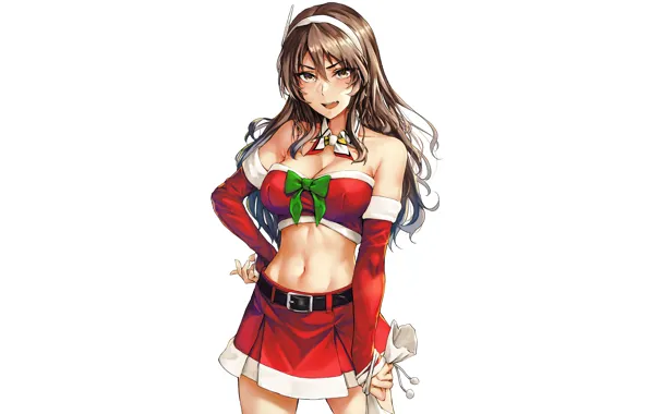 Girl, sexy, cleavage, long hair, brown hair, boobs, anime, beautiful