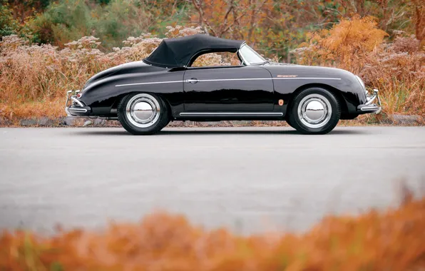 Porsche, black, 1957, 356, Porsche 356A 1600 Speedster