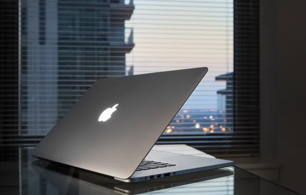 Стол, Apple, окно, ноутбук, Macbook Pro Retina