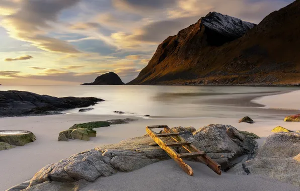 Norway, Lofoten, Haukland Beach, Stairway To Heaven
