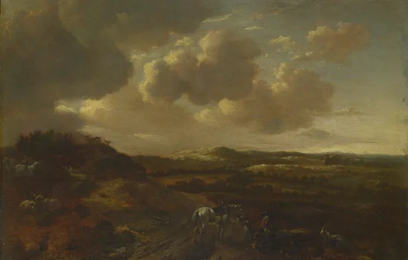 Картинка картина, природа, Виллем Бёйтевех, Пейзаж с дюнами, Willem Buytewech