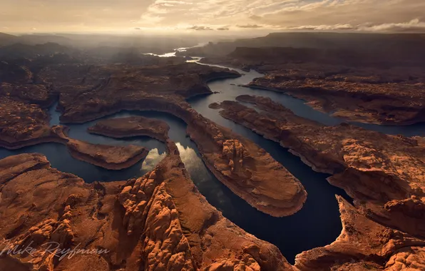Картинка Glen Canyon National Recreation Area, Confluence of San Juan &ampamp; Colorado Rivers, Sunset on Planet …