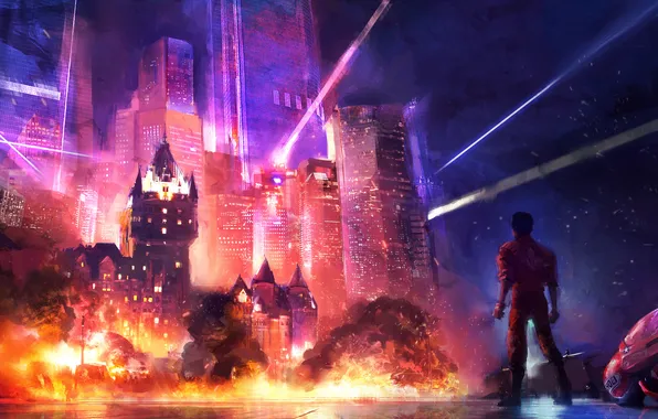 Картинка взрыв, город, anime, akira, Neo-Quebec