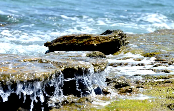Rocas, agua, playa, piedra