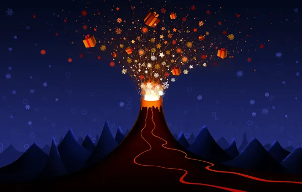 Взрыв, вулкан, подарки