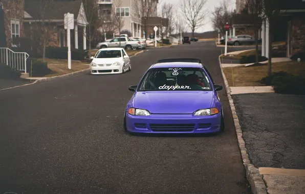 Улица, Purple, Honda Civic, цивик, stance. хонда