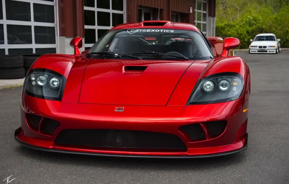 Красный, дизайн, фары, спорткар, передок, Twin Turbo, Saleen S7, ручной сборки
