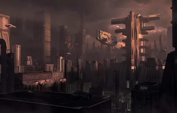 Город, Будущее, Здания, City, Fantasy, Арт, Art, Фантастика