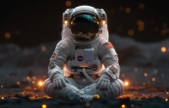 Картинка wallpaper, Space, Galaxy, Astronaut, Month, AI Art