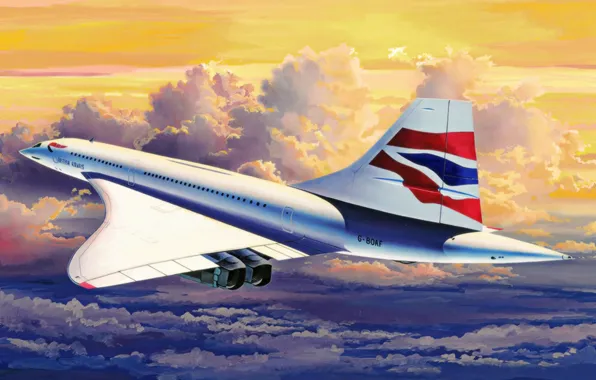 Картинка art, painting, aviation, Concorde, ariplane