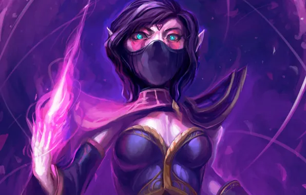 Девушка, магия, арт, голубые глаза, Dota 2, Lanaya, Templar Assassin, Cryotube