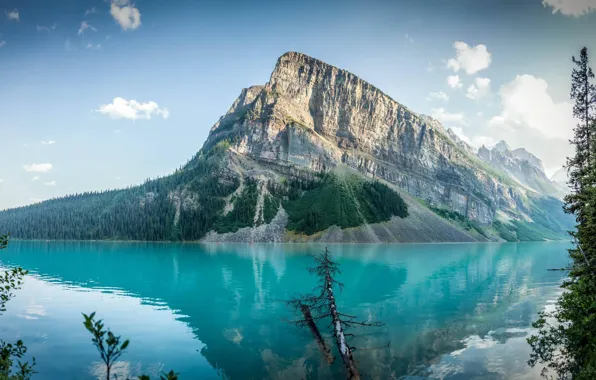 Lake Louise, Canada, sky, trees, landscape, water, cloud, lake