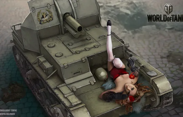 Девушка, танк, girl, танки, WoT, Мир танков, tank, World of Tanks