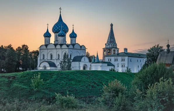 Картинка пейзаж, природа, город, утро, храм, Суздаль, Вячеслав Бирюков