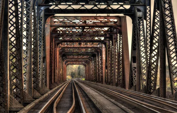 Картинка железная дорога, мост, железо