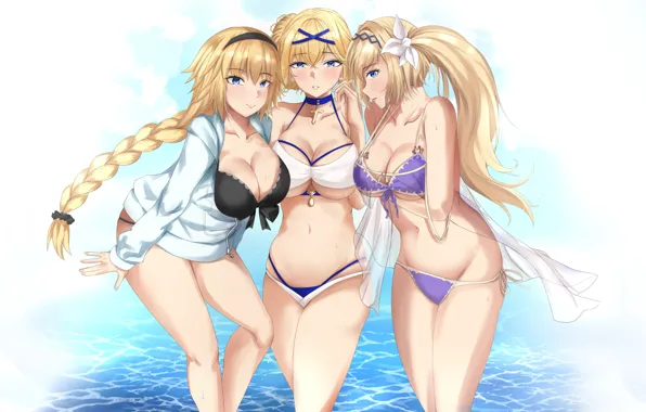 Girl, sexy, cleavage, beach, boobs, anime, blue eyes, beautiful
