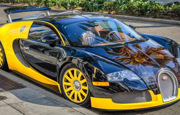 Спортивная, Bugatti Veyron, бугатти, желтая
