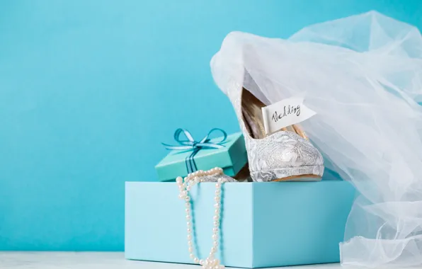 Коробка, подарок, туфли, бусы, Blue, box, свадьба, Valeria Aksakova