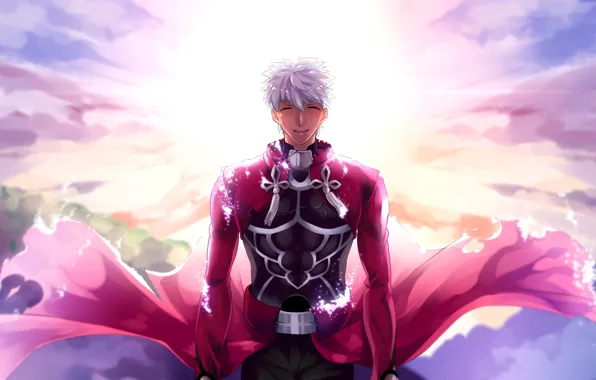 Небо, аниме, арт, парень, Archer, Fate stay night, арчер